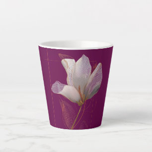Witte Magnolia Goud Lijn Magenta Latte Mok