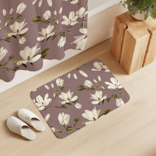 Witte Magnolia Haag op Roze Elegante Bloemstuk Badmat