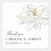 Witte Magnolia illustratie Moderne minimale bruilo Vierkante Sticker (Voorkant)