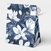 Witte Magnolia Patroon op middernacht chiffon Bedankdoosjes (Achterkant)