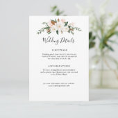 Witte Magnolia & Roze Bloemen Wedding Details Kaar Informatiekaartje (Staand voorkant)