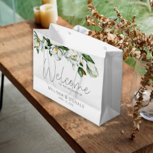 Witte Magnolia Rustieke Bloemen Bruiloftswelkom Groot Cadeauzakje