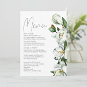 Witte Magnolia Rustieke Bloemen Huwelijk Menu (Staand voorkant)