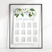 Witte Magnolia Rustieke Bloemen Trouwstoel Grafiek Poster