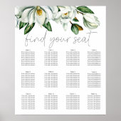 Witte Magnolia Rustieke Bloemen Trouwstoel Grafiek Poster (Voorkant)