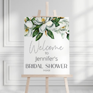Witte Magnolia Rustieke Bloemige Elegante Bruidsdo Poster