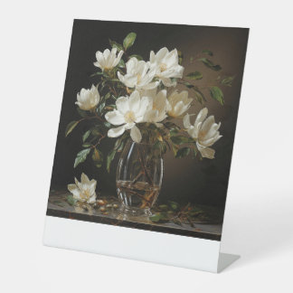 Witte magnolia voetstuk reclamebord met voetstuk