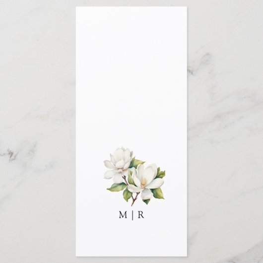 Witte Magnolia Waterverf Bloemen Trouwmenu Menu (Achterkant)