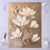 Witte Magnolia's op Gouden Decoupage Tissue Pape Tissuepapier (Craft)