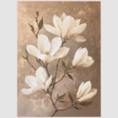 Witte Magnolia's op Gouden Decoupage Tissue Pape Tissuepapier (Voorkant)
