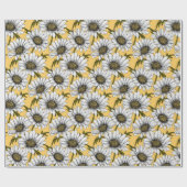 Witte maissoorten, wilde bloemen op geel cadeaupapier (Vlak)