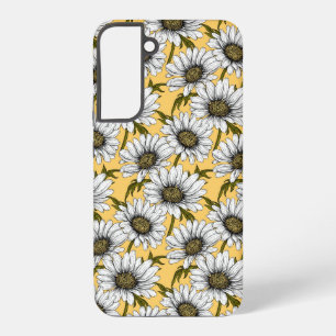 Witte maissoorten, wilde bloemen op geel samsung galaxy hoesje