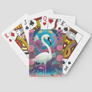 Witte majestueuze flamingo pokerkaarten