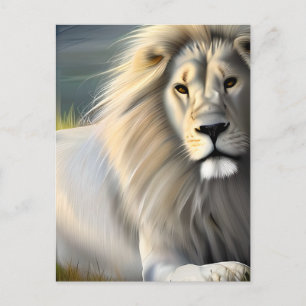 Witte Majestueuze Leeuw Etherische Kunst  Briefkaart