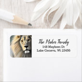 Witte Majestueuze Leeuw Etherische Kunst Etiket (Insitu)