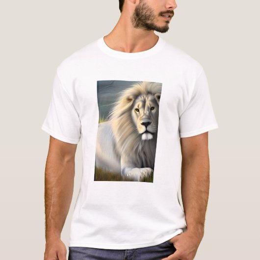 Witte Majestueuze Leeuw Etherische Kunst T-shirt (Voorkant)