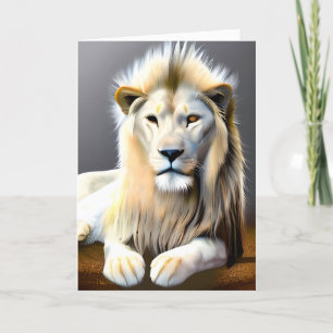 Witte Majestueuze Leeuw Ethische Kunst   Denkend A Kaart