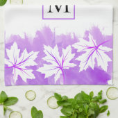 Witte makelblad paarse waterverf was, monogram theedoek (Gevouwen)