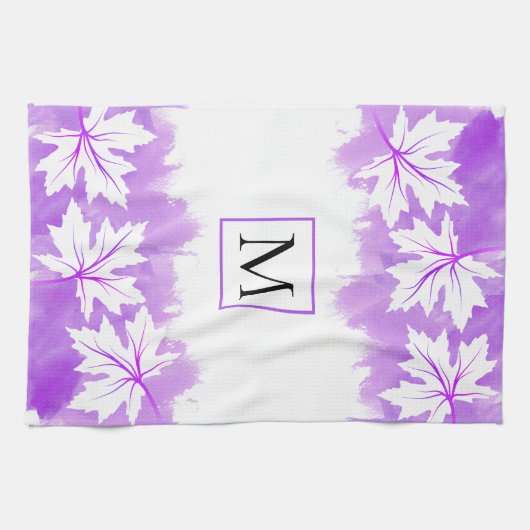 Witte makelblad paarse waterverf was, monogram theedoek (Horizontaal)