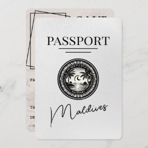 Witte Malediven Paspoort Bewaar de datum Save The Date