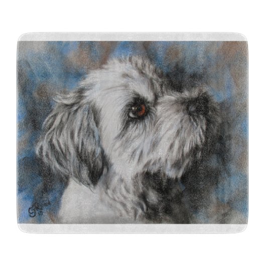 Witte Maltees/Shih Tzu fluffy dog Snijplank (Voorkant)