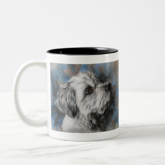 Witte Maltees/Shih Tzu fluffy dog Tweekleurige Koffiemok
