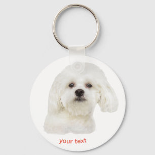 Witte Maltese hond personaliseren Sleutelhanger