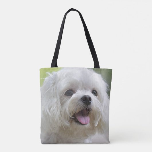 Witte Maltese hond Tote Bag (Achterkant)