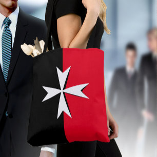 Witte Maltese kruis en Malta vlag mode/messing Draagtas