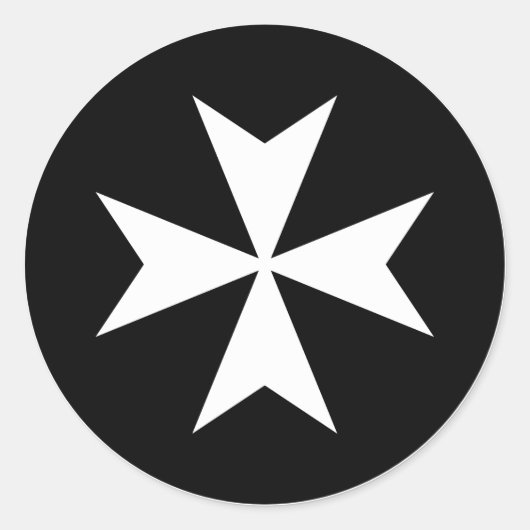 Witte Maltese Kruis Ronde Sticker (Voorkant)