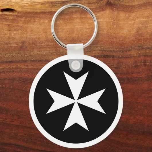 Witte Maltese Kruis Sleutelhanger (Voorkant)