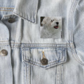 Witte Maltese puppy Square Pin Vierkante Button 5,1 Cm (In situ)