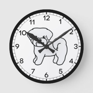 Witte Maltezer Hond Cartoon Tekening Ronde Klok