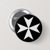 Witte Maltezer Kruis Ronde Button 5,7 Cm (Voorkant /achterkant)