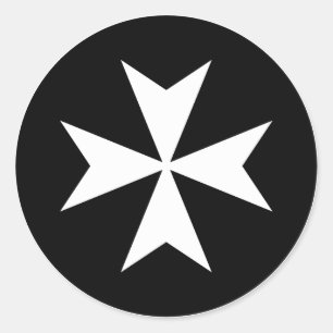 Witte Maltezer Kruis Ronde Sticker