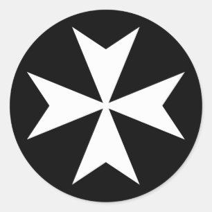 Witte Maltezer Kruis Ronde Sticker