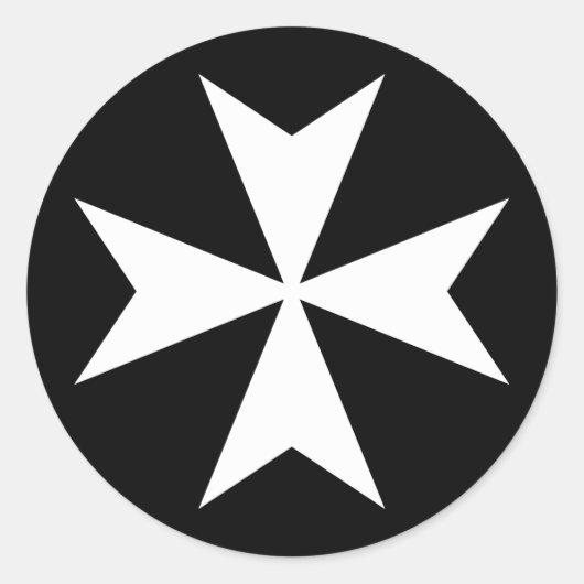 Witte Maltezer Kruis Ronde Sticker (Voorkant)