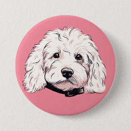 Witte Maltipoo Pet Dog Button Pin Badge