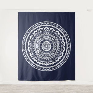 Witte Mandala Laat de zee je vrij Wandkleed