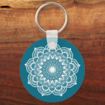 Witte Mandala op Blauwe Achtergrond