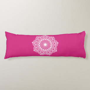 Witte Mandala op Roze Achtergrond Lichaamskussen