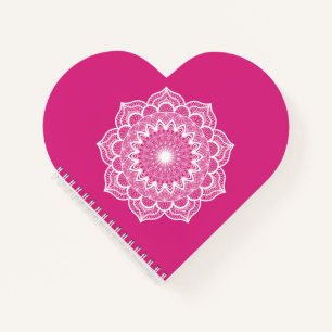 Witte Mandala op Roze Achtergrond Notitieboek