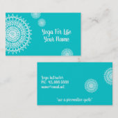 Witte mandala op turquoise visitekaartje (Voorkant / Achterkant)