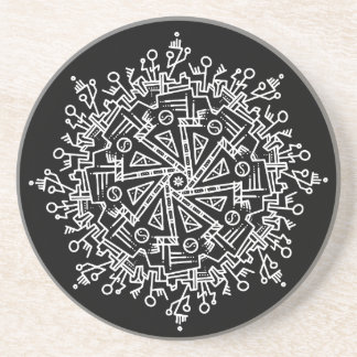Witte Mandala Zandsteen Onderzetter
