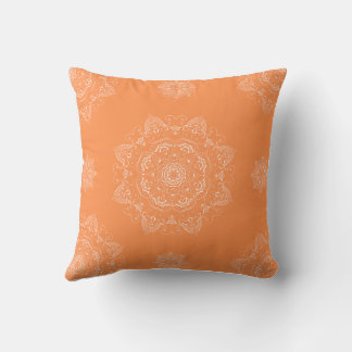 Witte mandala's op Sinaasappel Kussen
