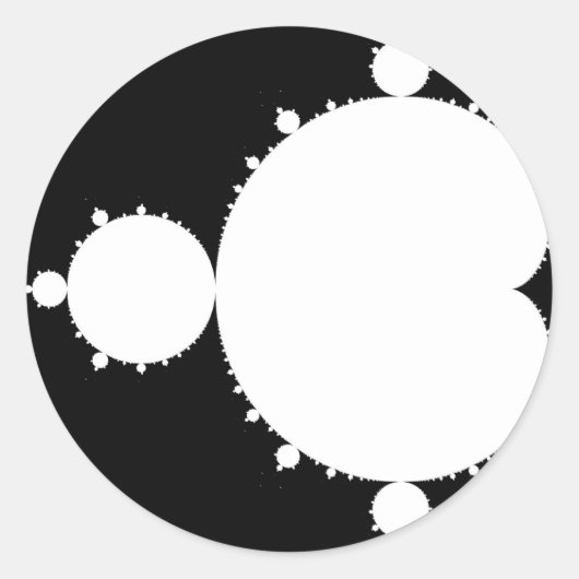 Witte Mandelbrot Ronde Sticker (Voorkant)