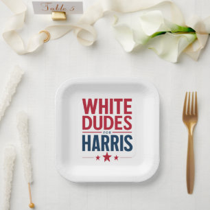 Witte Mannen Voor Harris Verkiezing Kamala Harris  Papieren Bordje