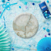 Witte Marbe Papieren Bordje (Feest)