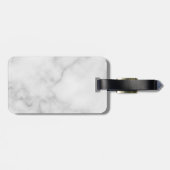 Witte Marble Modern Script Persoonlijke naam Bagagelabel (Achterkant horizontaal)