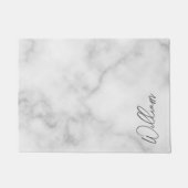 Witte Marble Modern Script Persoonlijke naam Deurmat (Voorkant)
